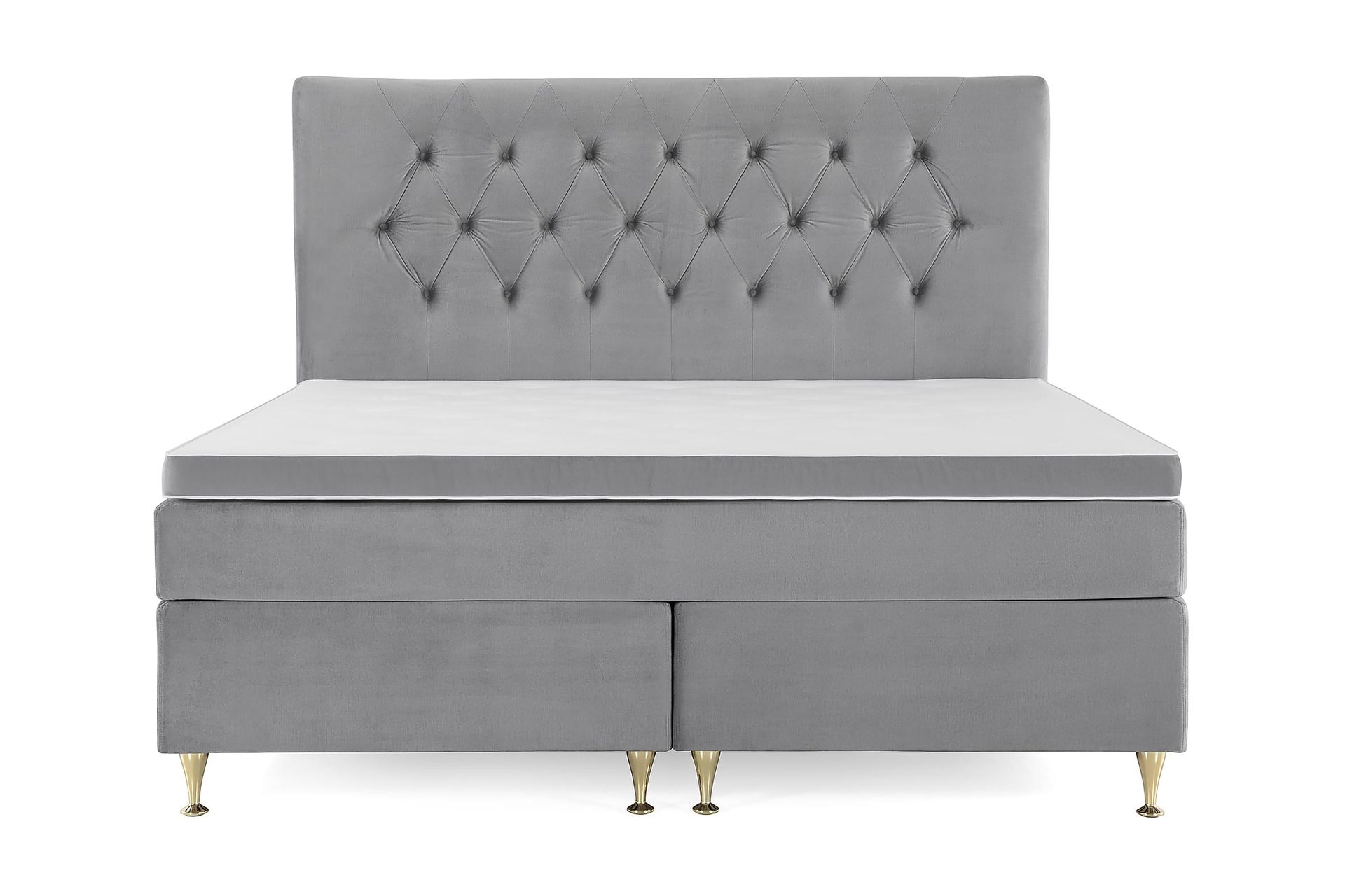 Royal Velvet Komplett Sengepakke 180x200 cm - Lysegrå Fløyel/Lave Gullben