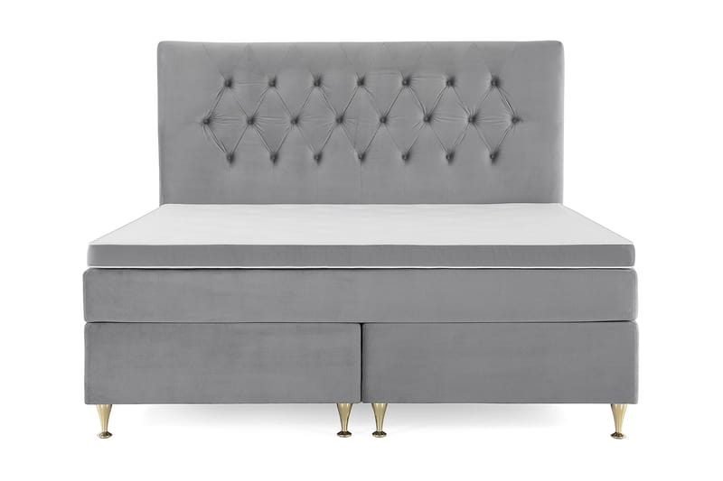 Royal Velvet Komplett Sengepakke 180x200 cm - Lysegrå Fløyel/Lave Gullben - Møbler - Senger - Kontinentalsenger