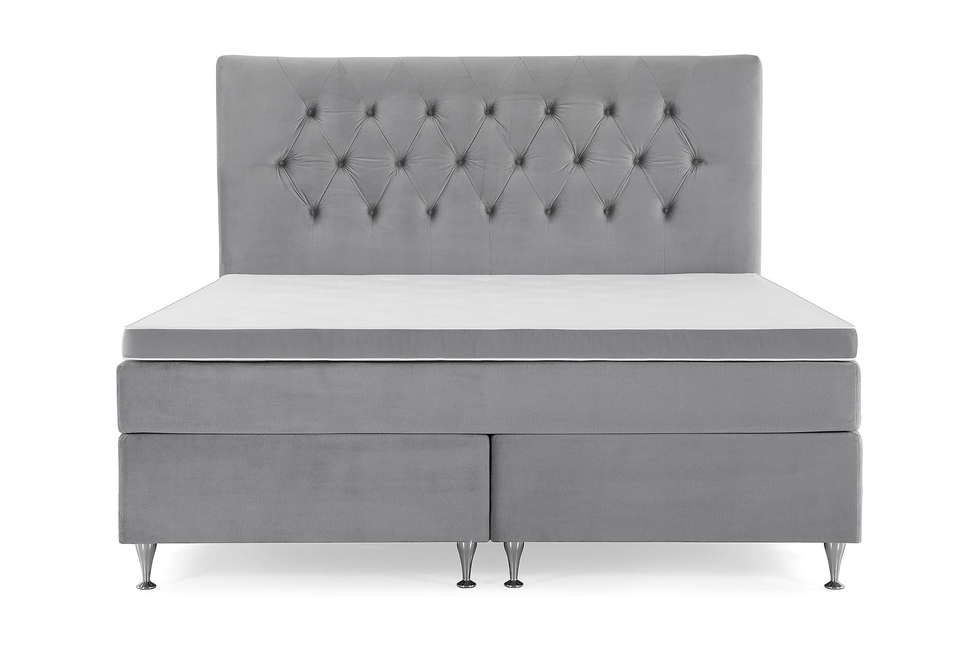 Royal Velvet Komplett Sengepakke 180x200 cm - Lysegrå Fløyel/Lave Sølvben