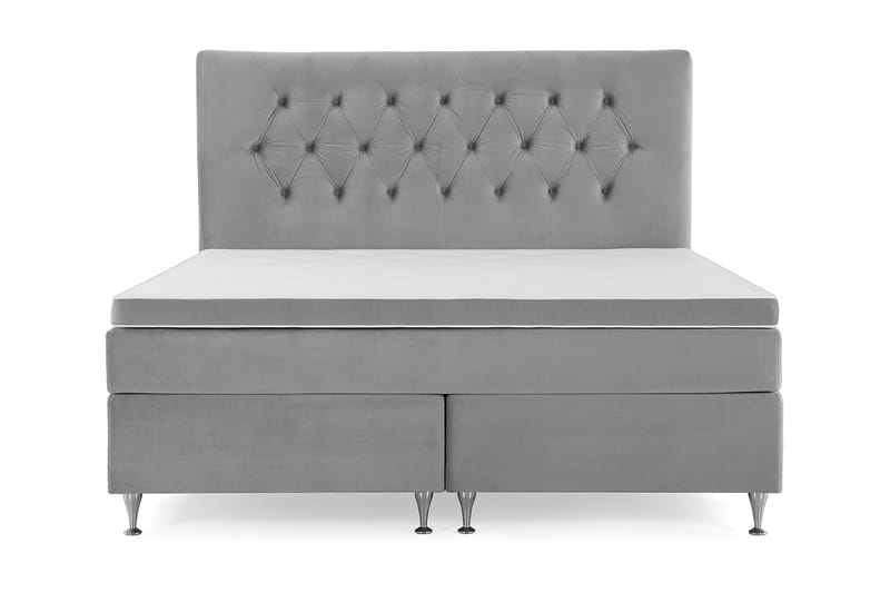 Royal Velvet Komplett Sengepakke 180x200 cm, Lysegrå Fløyel/Lave Sølvben