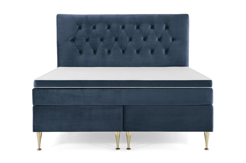 Royal Velvet Komplett Sengepakke 180x200 cm - Mørkeblå Fløyel/Høye Gullben - Møbler - Senger - Komplett sengepakke