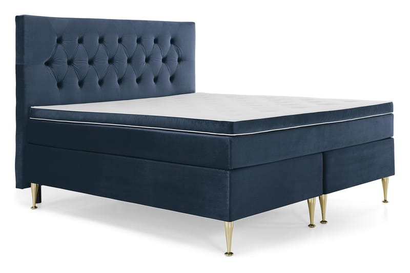 Royal Velvet Komplett Sengepakke 180x200 cm - Mørkeblå Fløyel/Høye Gullben - Møbler - Senger - Komplett sengepakke