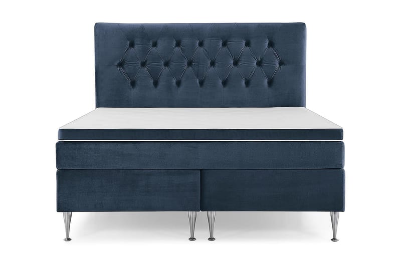 Royal Velvet Komplett Sengepakke 180x200 cm - Mørkeblå Fløyel/Høye Sølvben - Møbler - Senger - Kontinentalsenger