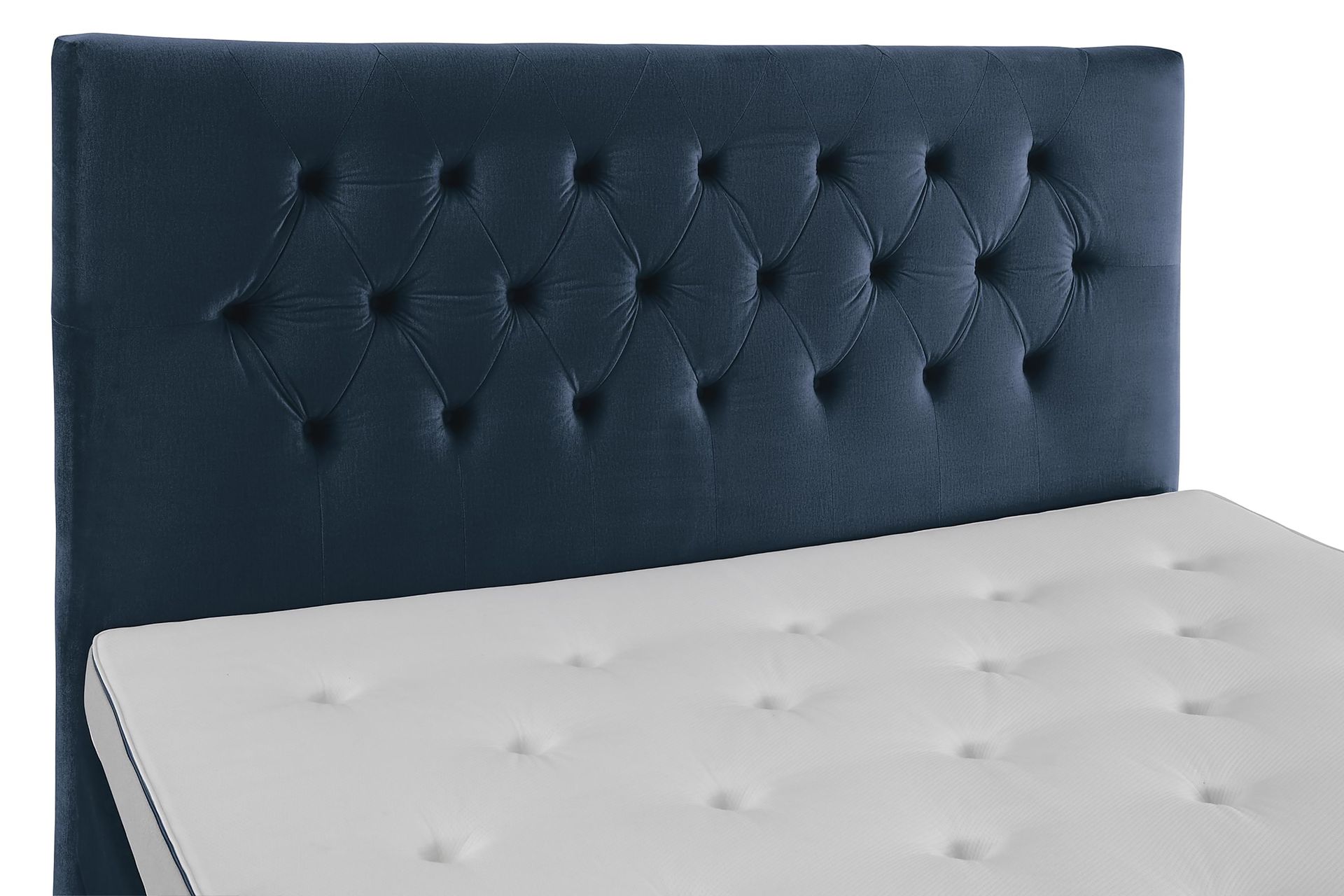 Royal Velvet Komplett Sengepakke 180x200 cm - Mørkeblå Fløyel/Høye Svarte Ben - Møbler - Senger - Komplett sengepakke