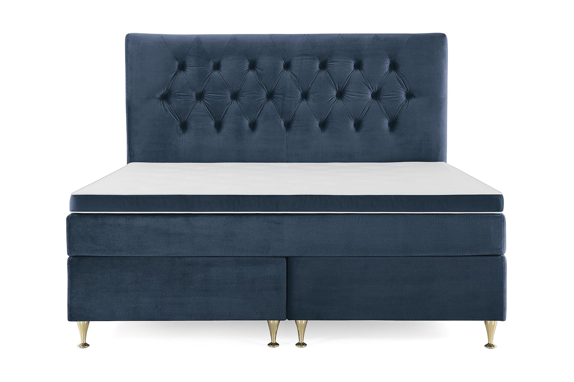 Royal Velvet Komplett Sengepakke 180x200 cm - Mørkeblå Fløyel/Lave Gullben