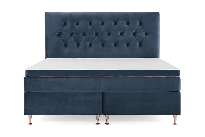 Royal Velvet Komplett Sengepakke 180x200 cm - Mørkeblå Fløyel/Lave Rosében - Møbler - Senger - Komplett sengepakke