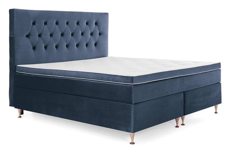 Royal Velvet Komplett Sengepakke 180x200 cm - Mørkeblå Fløyel/Lave Rosében - Møbler - Senger - Komplett sengepakke