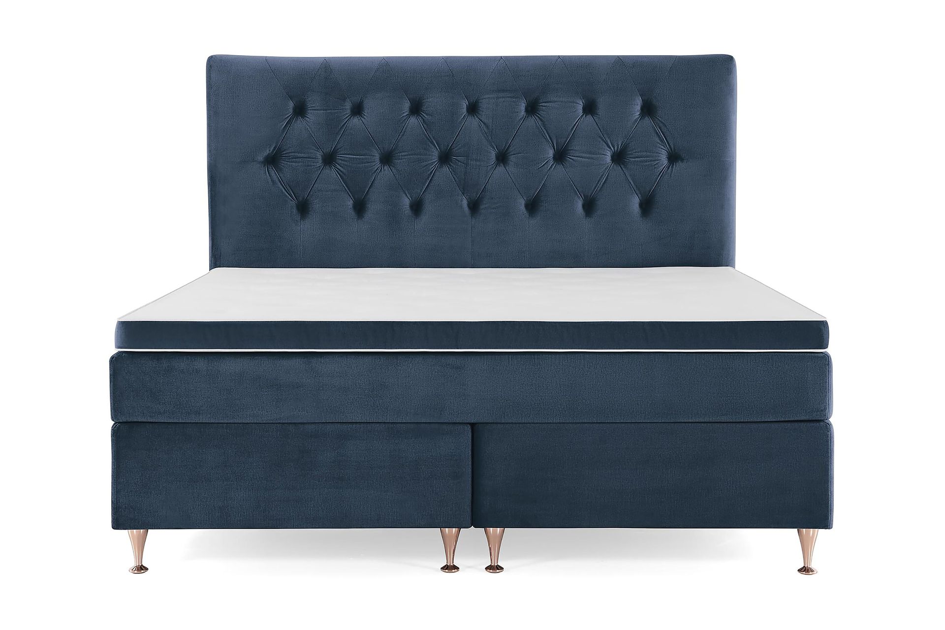 Royal Velvet Komplett Sengepakke 180x200 cm - Mørkeblå Fløyel/Lave Rosében