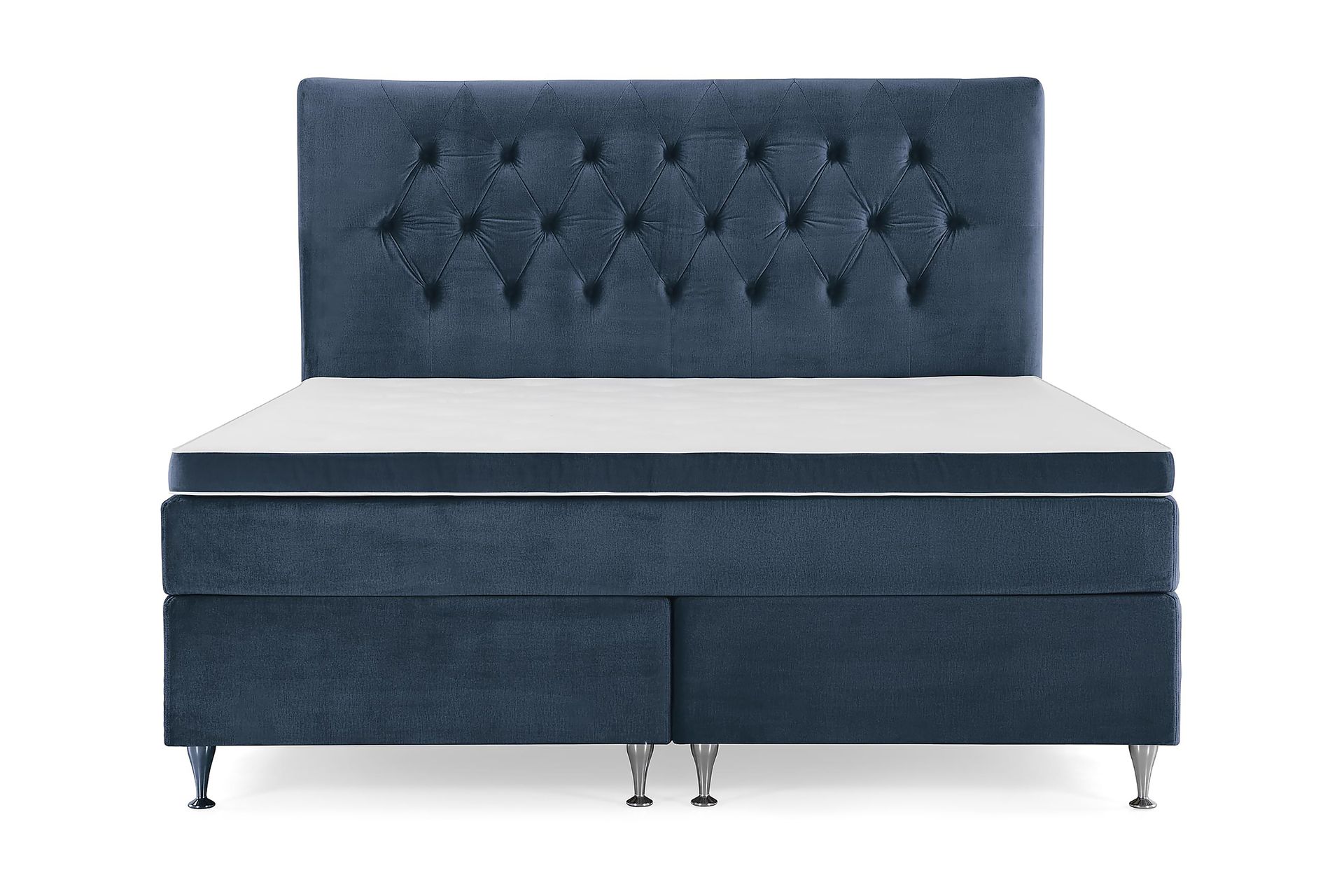 Royal Velvet Komplett Sengepakke 180x200 cm - Mørkeblå Fløyel/Lave Sølvben - Møbler - Senger - Komplett sengepakke