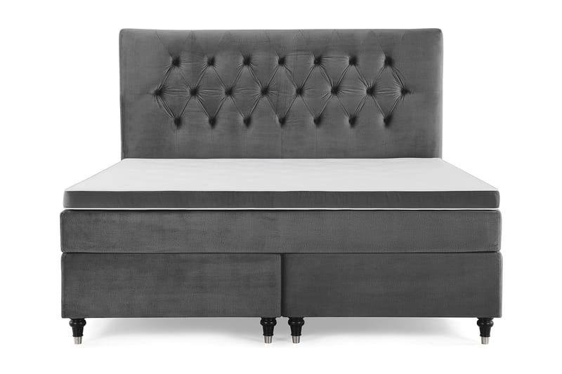 Royal Velvet Komplett Sengepakke 180x200 cm, Mørkegrå Fløyel/Dreide Ben