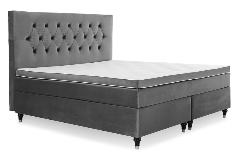 Royal Velvet Komplett Sengepakke 180x200 cm - Mørkegrå Fløyel/Dreide Ben - Møbler - Senger - Komplett sengepakke