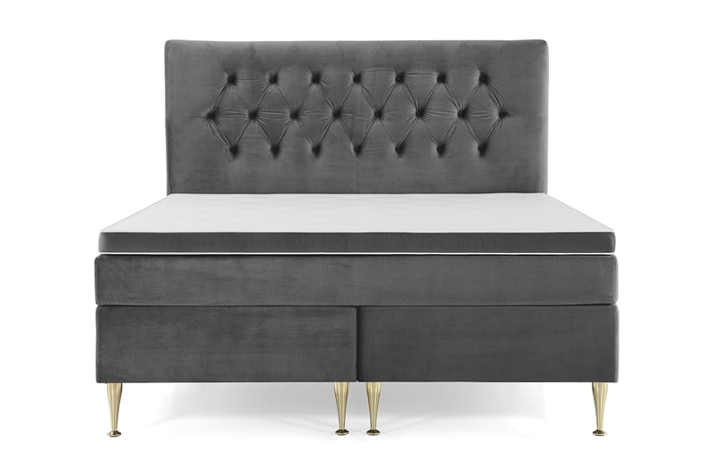 Royal Velvet Komplett Sengepakke 180x200 cm - Mørkegrå Fløyel/Høye Gullben - Møbler - Senger - Komplett sengepakke
