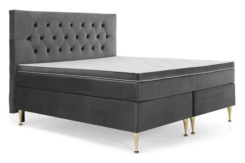 Royal Velvet Komplett Sengepakke 180x200 cm - Mørkegrå Fløyel/Høye Gullben - Møbler - Senger - Komplett sengepakke