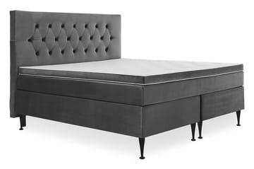 Royal Velvet Komplett Sengepakke 180x200 cm - Mørkegrå Fløyel/Høye Svarte Ben - Møbler - Senger - Komplett sengepakke