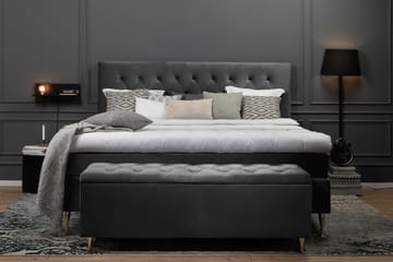 Royal Velvet Komplett Sengepakke 180x200 cm - Mørkegrå Fløyel/Høye Svarte Ben - Møbler - Senger - Komplett sengepakke