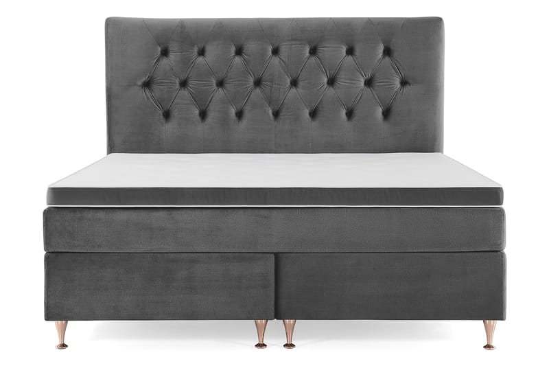 Royal Velvet Komplett Sengepakke 180x200 cm - Mørkegrå Fløyel/Lave Rosében - Møbler - Senger - Kontinentalsenger