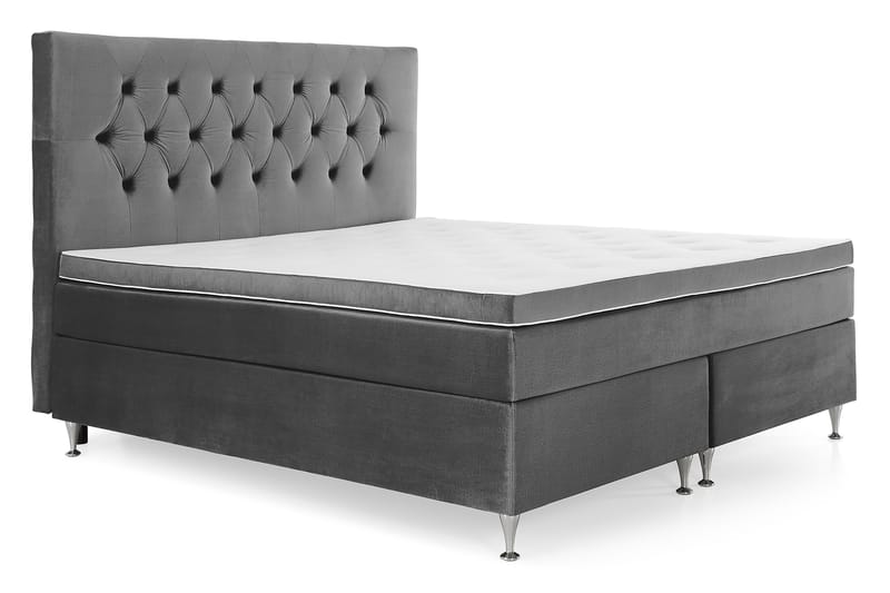 Royal Velvet Komplett Sengepakke 180x200 cm - Mørkegrå Fløyel/Lave Sølvben - Møbler - Senger - Komplett sengepakke