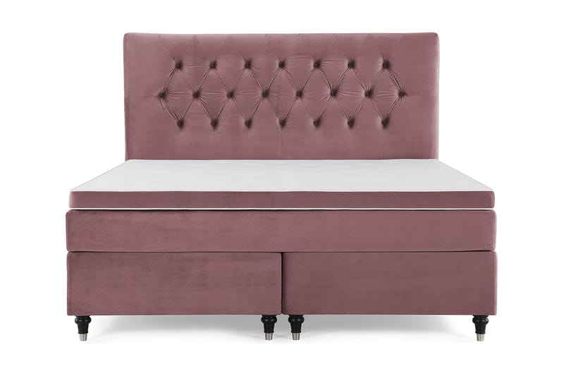 Royal Velvet Komplett Sengepakke 180x200 cm - Rosa Fløyel/Dreide Ben - Møbler - Senger - Komplett sengepakke