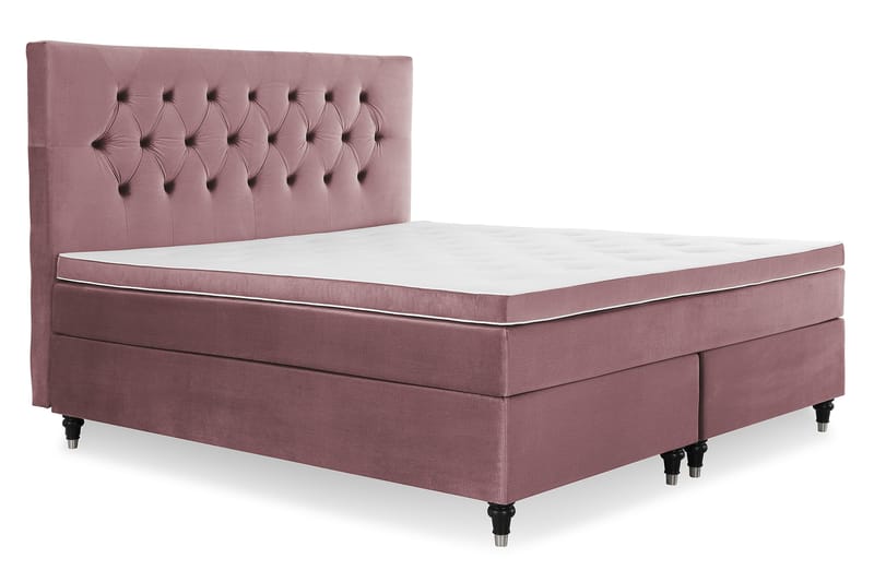 Royal Velvet Komplett Sengepakke 180x200 cm - Rosa Fløyel/Dreide Ben - Møbler - Senger - Komplett sengepakke