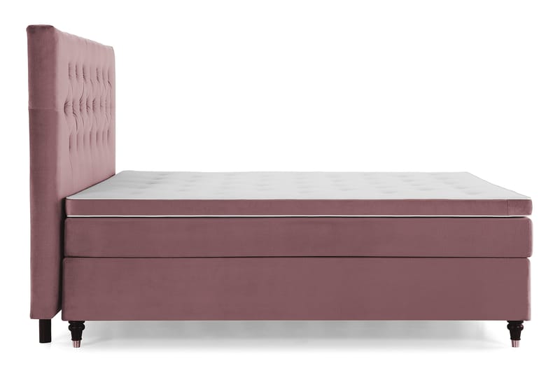 Royal Velvet Komplett Sengepakke 180x200 cm - Rosa Fløyel/Dreide Ben - Møbler - Senger - Komplett sengepakke