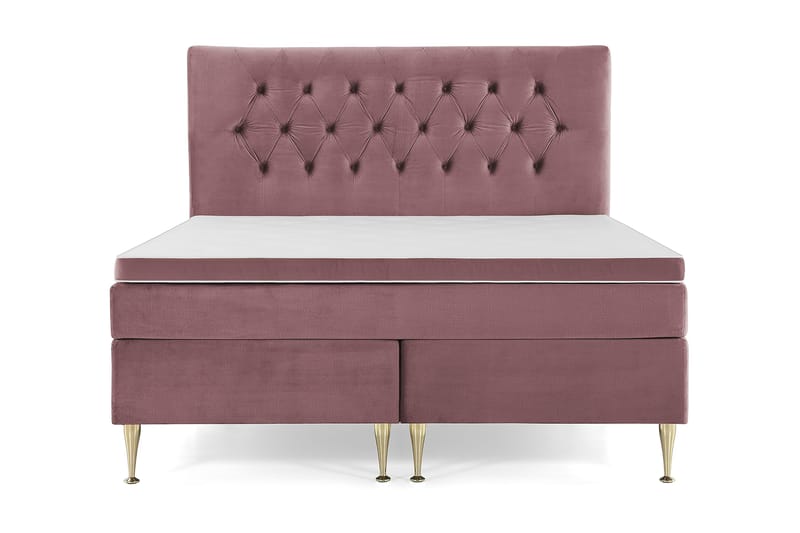 Royal Velvet Komplett Sengepakke 180x200 cm - Rosa Fløyel/Høye Gullben - Møbler - Senger - Kontinentalsenger