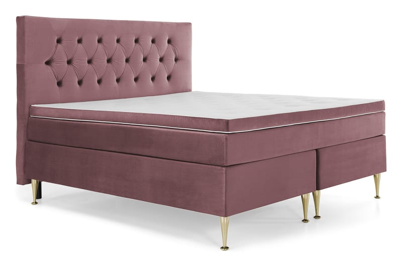Royal Velvet Komplett Sengepakke 180x200 cm - Rosa Fløyel/Høye Gullben - Møbler - Senger - Kontinentalsenger