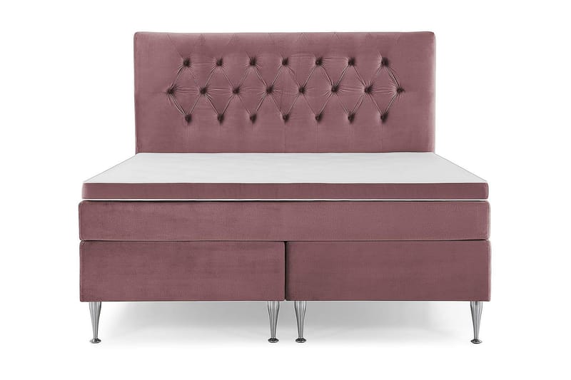 Royal Velvet Komplett Sengepakke 180x200 cm - Rosa Fløyel/Høye Sølvben - Møbler - Senger - Kontinentalsenger
