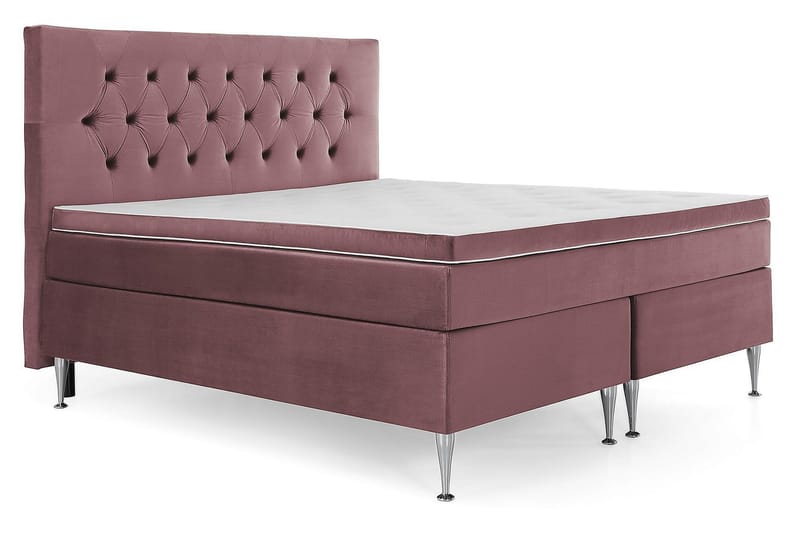 Royal Velvet Komplett Sengepakke 180x200 cm - Rosa Fløyel/Høye Sølvben - Møbler - Senger - Kontinentalsenger