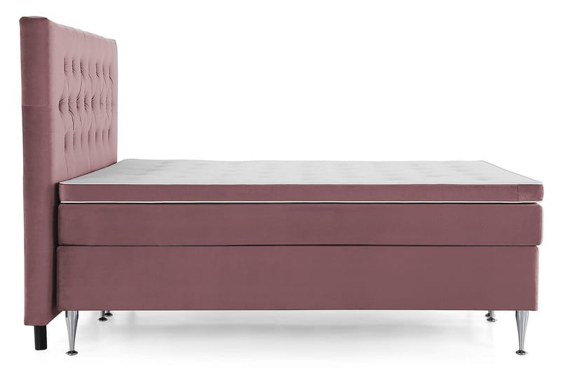 Royal Velvet Komplett Sengepakke 180x200 cm - Rosa Fløyel/Høye Sølvben - Møbler - Senger - Kontinentalsenger