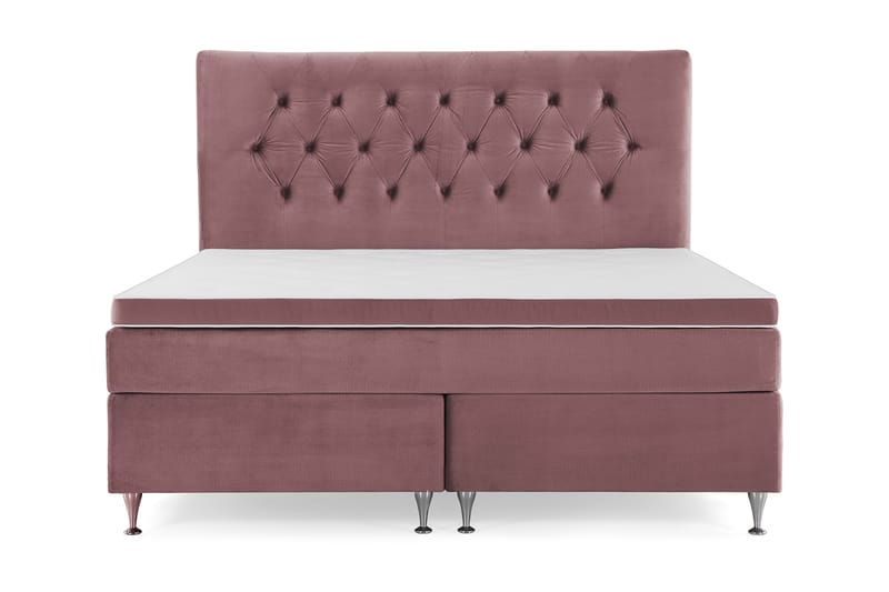 Royal Velvet Komplett Sengepakke 180x200 cm - Rosa Fløyel/Lave Sølvben - Møbler - Senger - Kontinentalsenger