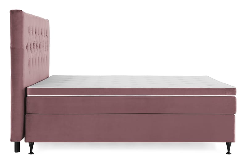 Royal Velvet Komplett Sengepakke 180x200 cm - Rosa Fløyel/Lave Svarte Ben - Møbler - Senger - Komplett sengepakke