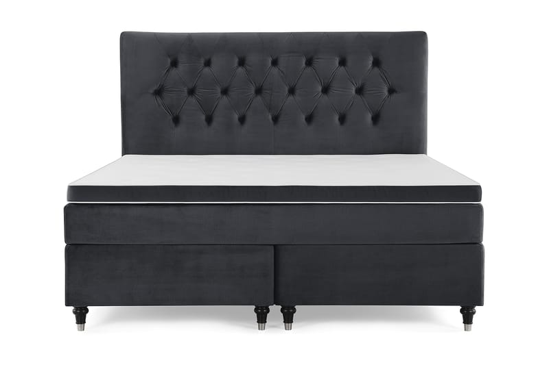 Royal Velvet Komplett Sengepakke 180x200 cm - Svart Fløyel/Dreide Ben - Møbler - Senger - Komplett sengepakke