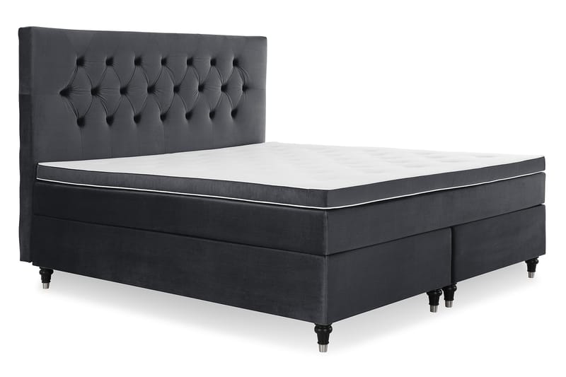 Royal Velvet Komplett Sengepakke 180x200 cm - Svart Fløyel/Dreide Ben - Møbler - Senger - Komplett sengepakke