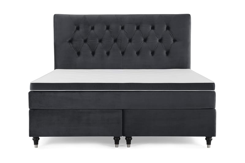 Royal Velvet Komplett Sengepakke 180x200 cm - Svart Fløyel/Dreide Ben - Møbler - Senger - Kontinentalsenger