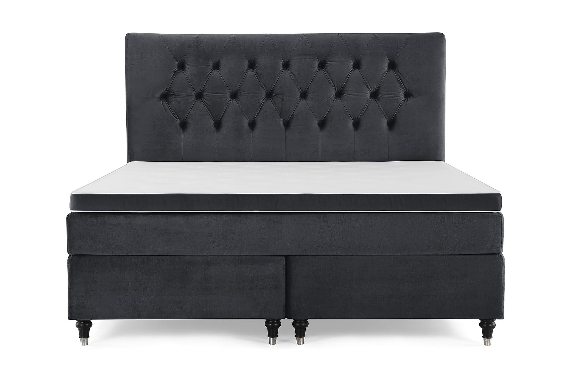 Royal Velvet Komplett Sengepakke 180x200 cm - Svart Fløyel/Dreide Ben