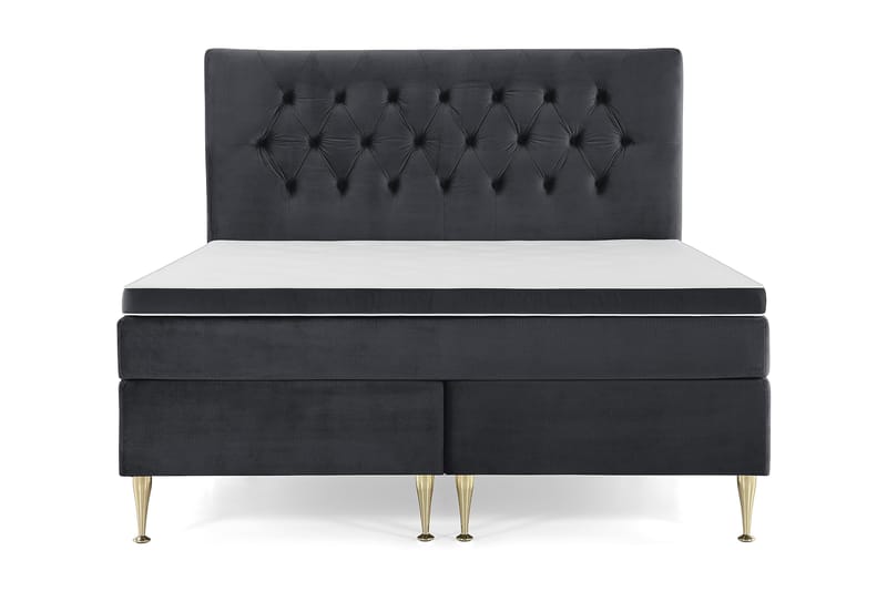 Royal Velvet Komplett Sengepakke 180x200 cm - Svart Fløyel/Høye Gullben - Møbler - Senger - Kontinentalsenger