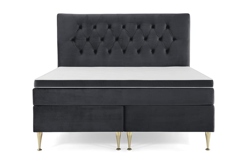 Royal Velvet Komplett Sengepakke 180x200 cm - Svart Fløyel/Høye Gullben - Møbler - Senger - Kontinentalsenger