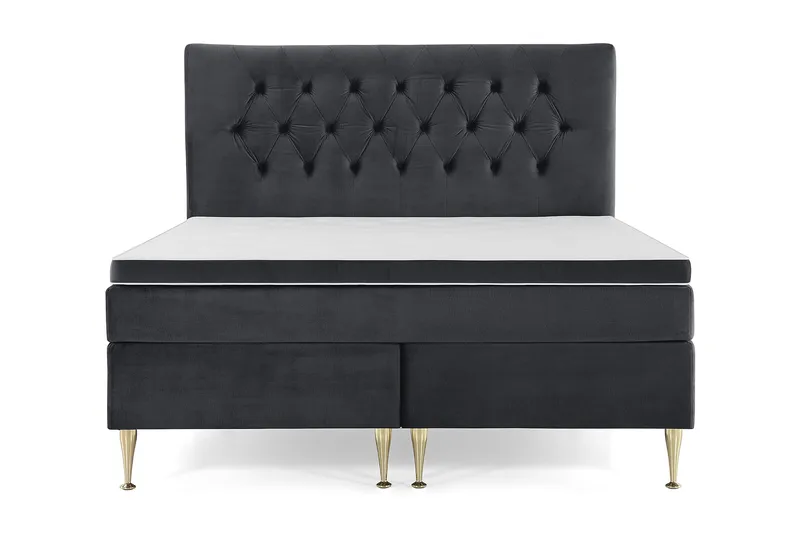 Royal Velvet Komplett Sengepakke 180x200 cm - Svart Fløyel/Høye Gullben - Møbler - Senger - Kontinentalsenger