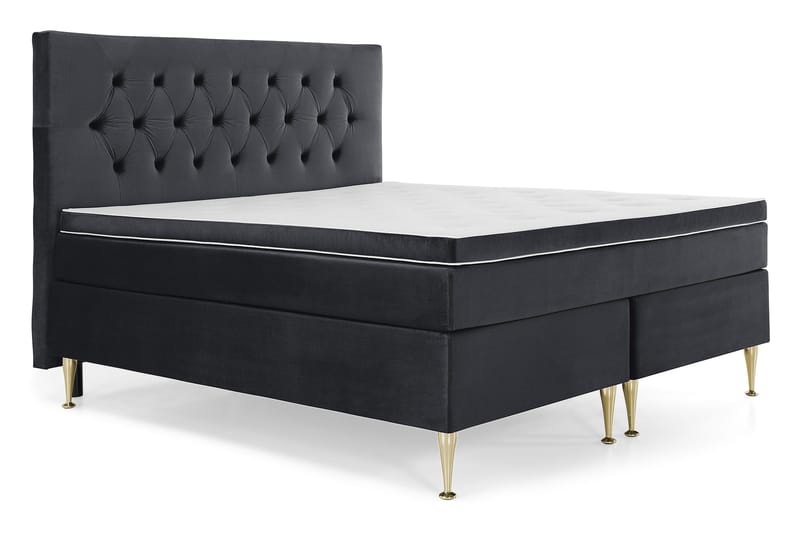 Royal Velvet Komplett Sengepakke 180x200 cm - Svart Fløyel/Høye Gullben - Møbler - Senger - Kontinentalsenger