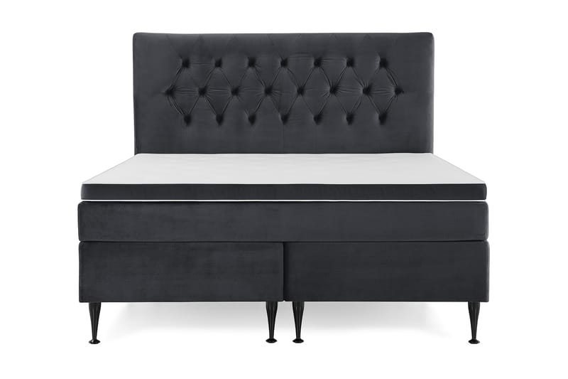 Royal Velvet Komplett Sengepakke 180x200 cm - Svart Fløyel/Høye Svarte Ben - Møbler - Senger - Kontinentalsenger