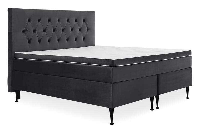 Royal Velvet Komplett Sengepakke 180x200 cm - Svart Fløyel/Høye Svarte Ben - Møbler - Senger - Kontinentalsenger