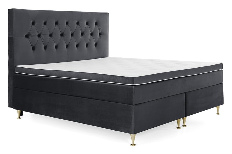 Royal Velvet Komplett Sengepakke 180x200 cm - Svart Fløyel/Lave Gullben - Møbler - Senger - Kontinentalsenger