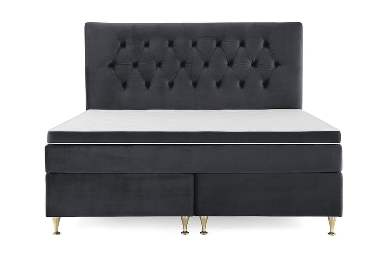 Royal Velvet Komplett Sengepakke 180x200 cm - Svart Fløyel/Lave Gullben - Møbler - Senger - Kontinentalsenger