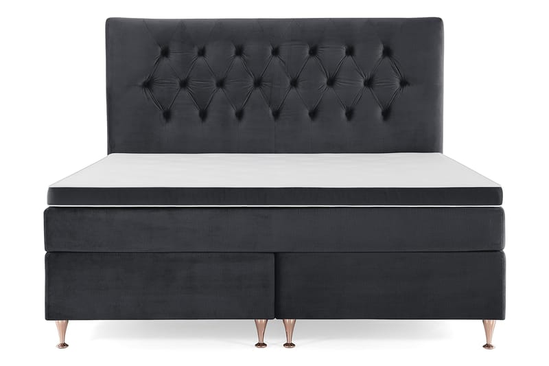 Royal Velvet Komplett Sengepakke 180x200 cm - Svart Fløyel/Lave Rosében - Møbler - Senger - Kontinentalsenger