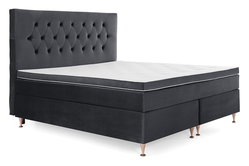 Royal Velvet Komplett Sengepakke 180x200 cm - Svart Fløyel/Lave Rosében - Møbler - Senger - Kontinentalsenger