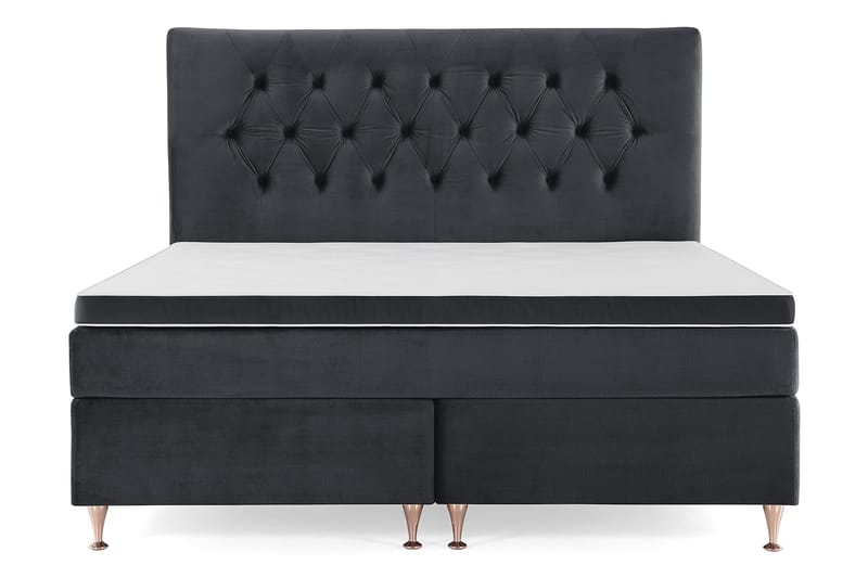 Royal Velvet Komplett Sengepakke 180x200 cm - Svart Fløyel/Lave Rosében - Møbler - Senger - Kontinentalsenger
