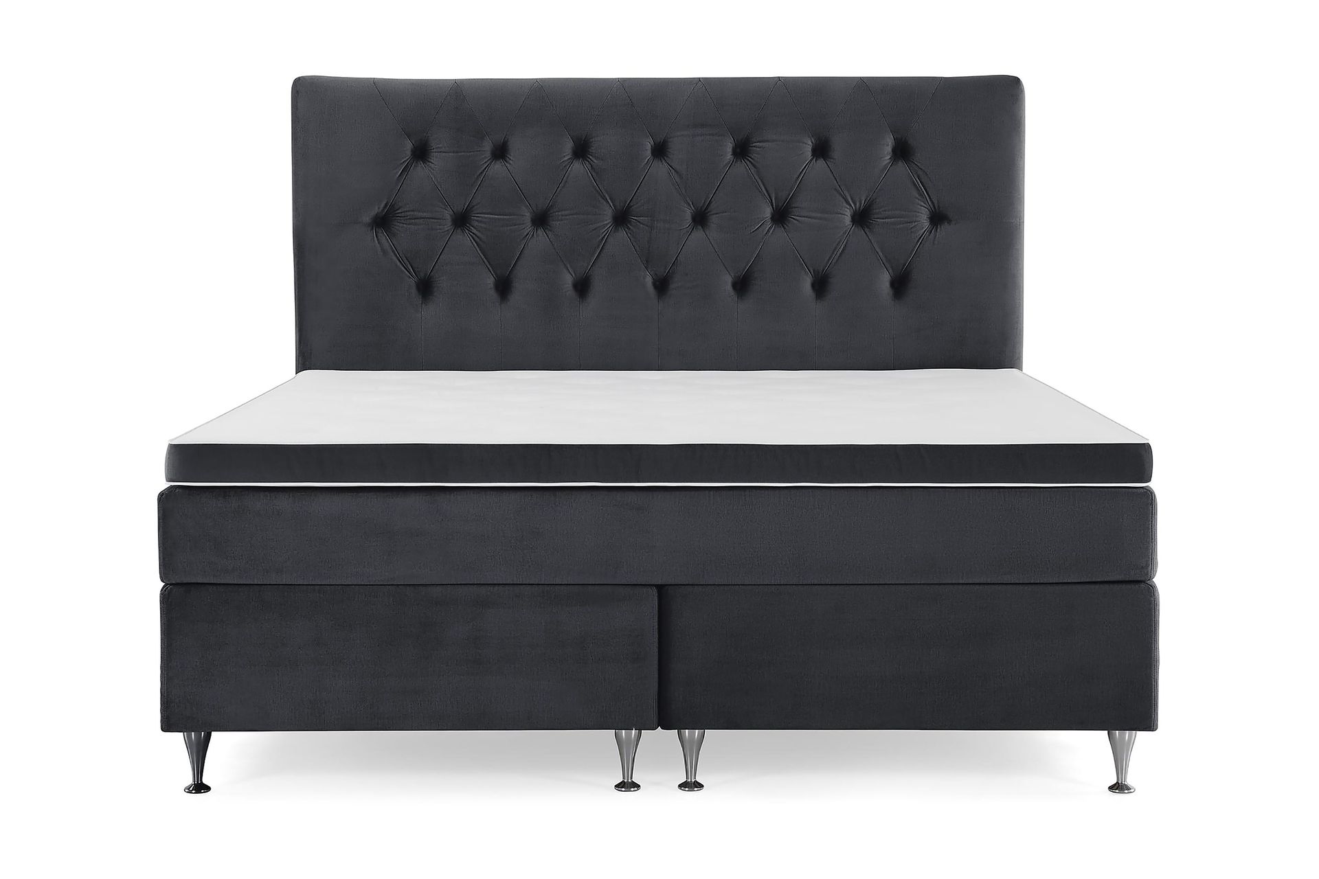 Royal Velvet Komplett Sengepakke 180x200 cm - Svart Fløyel/Lave Sølvben