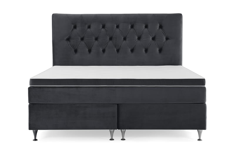Royal Velvet Komplett Sengepakke 180x200 cm - Svart Fløyel/Lave Sølvben - Møbler - Senger - Kontinentalsenger