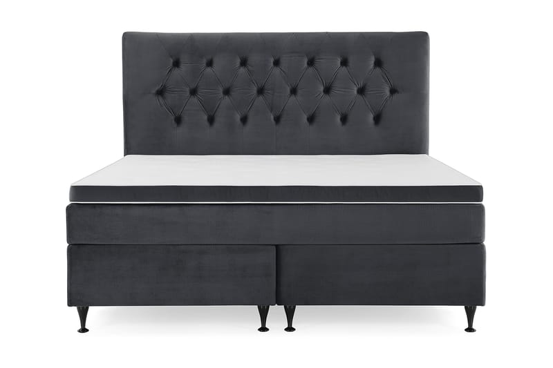 Royal Velvet Komplett Sengepakke 180x200 cm - Svart Fløyel/Lave Svarte Ben - Møbler - Senger - Kontinentalsenger