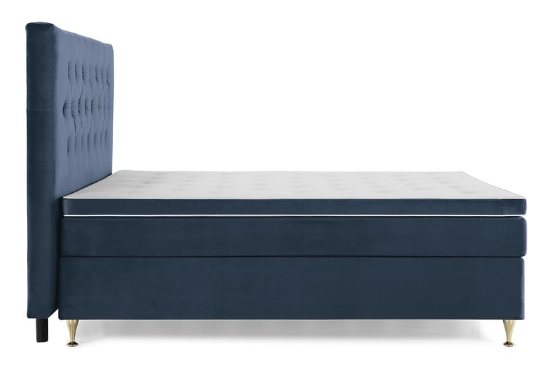 Royal Velvet Komplett Sengepakke 180x200 - Mørkeblå Fløyel/Lave Gullben - Komplett sengepakke - Kontinentalsenger - Dobbeltsenger